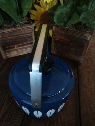 Cathrineholm Of Norway Lotus Cobalt Blue Enamel Teapot Kettle EUC 4