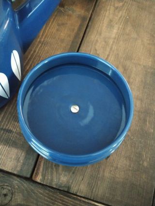 Cathrineholm Of Norway Lotus Cobalt Blue Enamel Teapot Kettle EUC 5