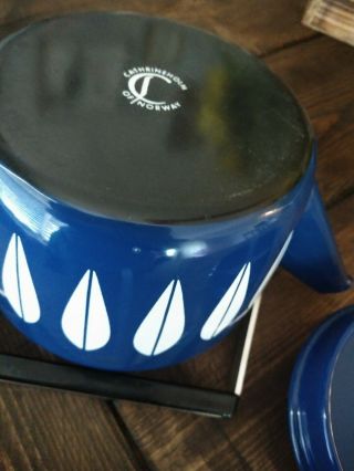 Cathrineholm Of Norway Lotus Cobalt Blue Enamel Teapot Kettle EUC 8