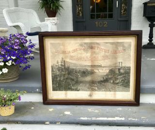 Michigan Central And Great Western Railway Railroad Framed Poster 1860’s 41”x31”