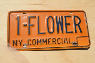 Vintage York Commercial Vanity License Plate; 1 - Flower; Embossed