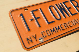 Vintage York Commercial Vanity License Plate; 1 - FLOWER; Embossed 2