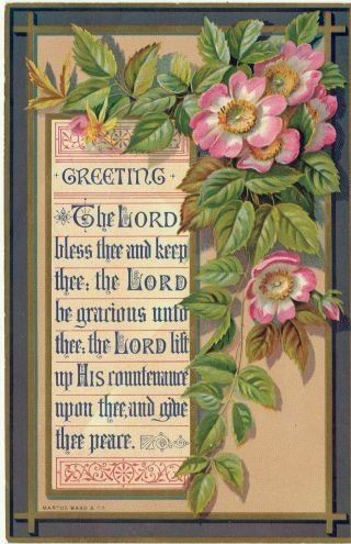 Pretty Victorian Christmas Greetings Card Wild Roses Religious Textmarcus Ward