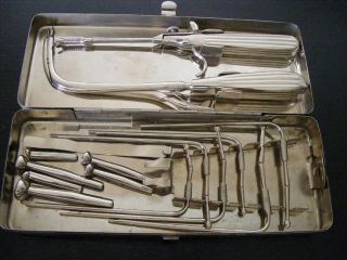 Vintage Medical Instruments In Metal Box