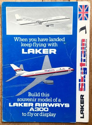 Orig Laker Skytrain A300 Cardboard Cut - Out Model Plane Card,  Aviation,  Freddy