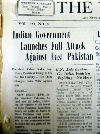 13 1971 Newspapers India - Pakistan War Wliberation Of East Pakistan As Bangladesh