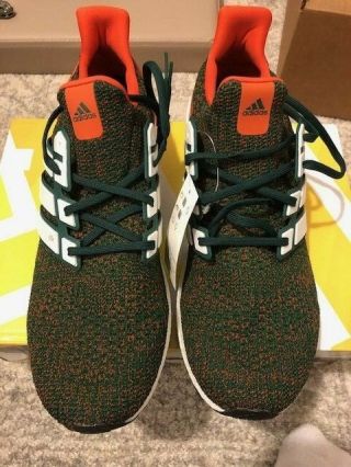 Adidas Ultra Boost 4.  0 Size 15 Miami Hurricanes Colorway - Deadstock