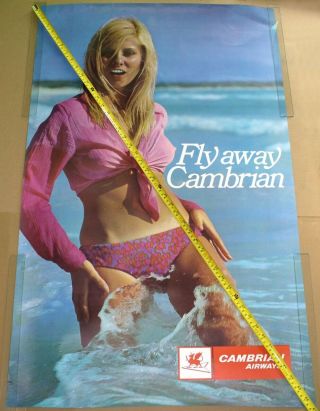 Big Cambrian Airways 1968 Advertising Poster – Fly Away Cambrian