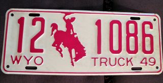 Rare Vintage 1949 Wyoming Truck License Plate 7 Days