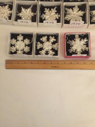 13 GORHAM STERLING SILVER Snowflake Christmas Ornaments 1971 - 1978 8