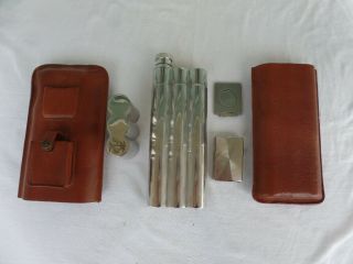 Tommy Bahama Leather Cigar Case With Flask,  Lighter,  Cutter.  Exc Cond