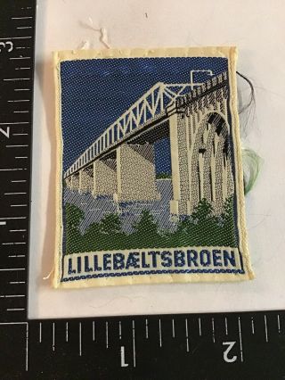 Vtg Lillebaeltsbroen Bridge Denmark Travel Souvenir Sew - On Patch Emblem Badge