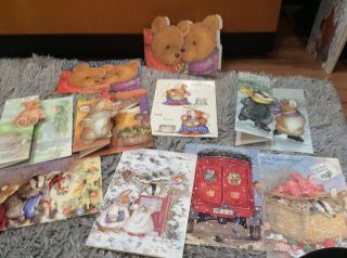 10 - Gordon Fraser Christmas Cards Tri Fold Out Displays Teddy Bears Critters Rare