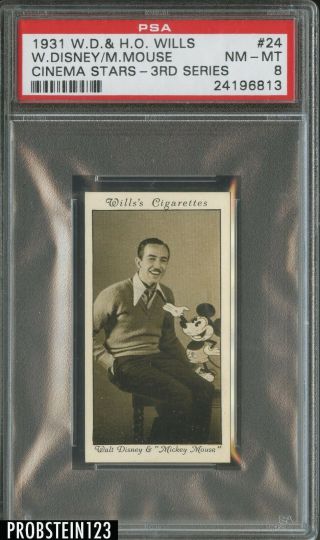 1931 W.  D.  & H.  O.  Wills 3rd Series 24 Walt Disney & Mickey Mouse Psa 8