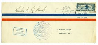 Pilot Charles Lindbergh Signed 1927 Flight Cover Springfield Lindy 32 Cam 2s6