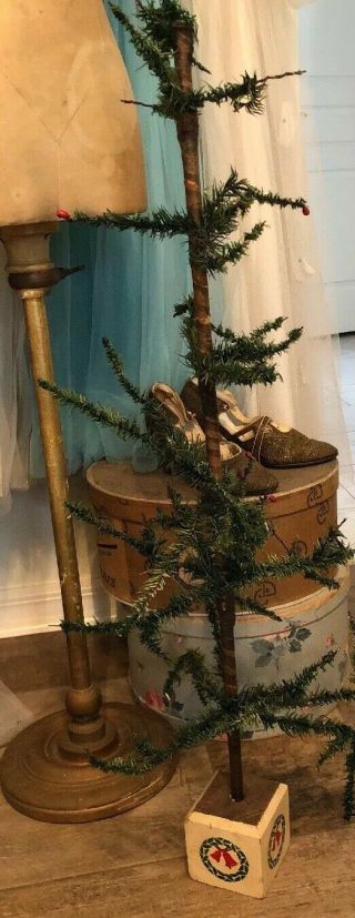 Antique German Christmas Feather Tree 40” Tall