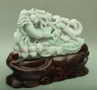 Cert ' d Untreated Green Nature A jadeite Jade Statue Sculpture dragon 龙 q6894 8
