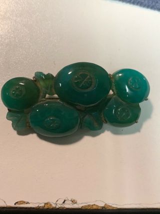 Vintage Antique Chinese Brooch Jade Jadeite Stone Rare
