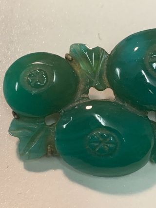 Vintage Antique Chinese Brooch Jade Jadeite Stone RARE 4