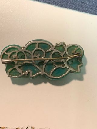 Vintage Antique Chinese Brooch Jade Jadeite Stone RARE 5