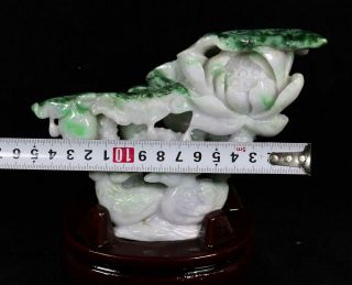 Cert ' d Untreated Lavender Nature jadeite Jade Statue lotus Mandarin duck 80831Q 10