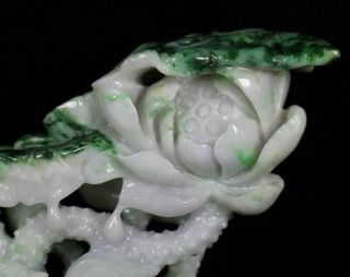 Cert ' d Untreated Lavender Nature jadeite Jade Statue lotus Mandarin duck 80831Q 2
