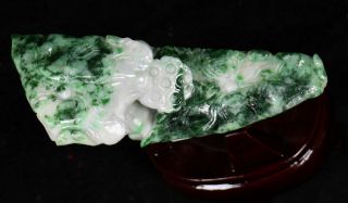 Cert ' d Untreated Lavender Nature jadeite Jade Statue lotus Mandarin duck 80831Q 7
