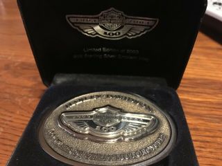 Harley Davidson 100th Anniversary Sterling Silver Inlay Belt Buckle.  Bnwt