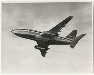 Large Vintage Photo - Prototype Boeing 737 N73700 In - Flight
