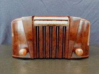 Vintage 40s Old Garod Art Deco Mid Century Atomic Antique Marbled Bakelite Radio