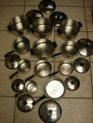 Revere Ware 21 Piece Set Stainless Steel W/copper Bottoms Euc