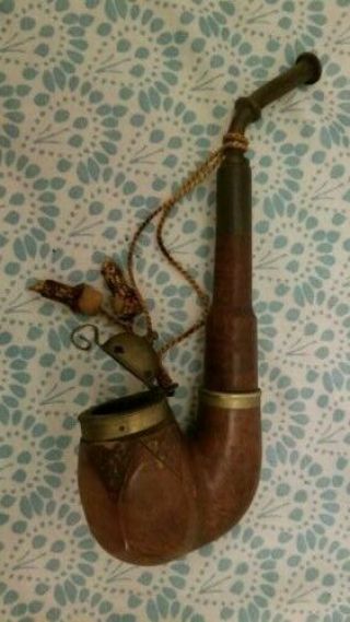 Vintage Wood Carved Elk Tobacco Smoking Pipe