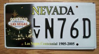 Single Nevada License Plate - 2005 - Lv N76d - Las Vegas Centennial