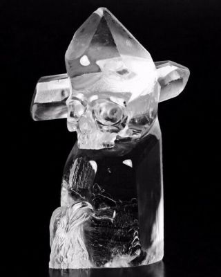Transcendence - Quartz Crystal Cross With Carved Crystal Skull & Eagle Sculpture