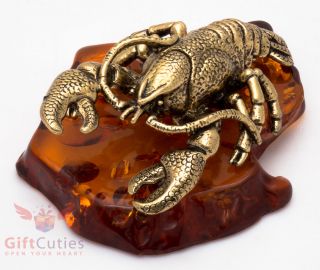 Solid Brass Amber Figurine Cancer Astrology Zodiac Sign Horoscope Ironwork