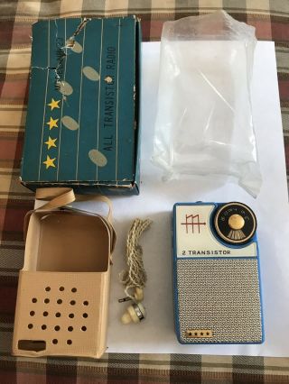 1960 “new Old Stock” Four Star 2 Transistor Radio W/ Box /acces.  M