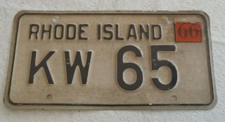 1966 Rhode Island License Plate Kw 65
