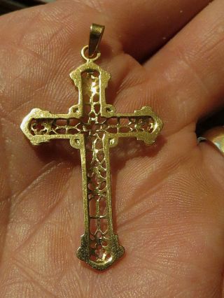 Antique French Cross Pendant Religious Medal Rare Crucifix In Gold 18 Ct.