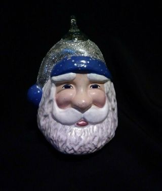 Glass Eye Studio Hand Painted Santa Claus 3 Dimensional Glass Ornament Signed