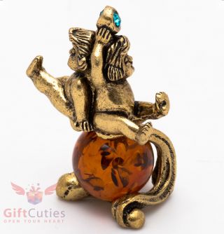 Solid Brass Amber Figurine Gemini Astrology Zodiac Sign Horoscope Ironwork
