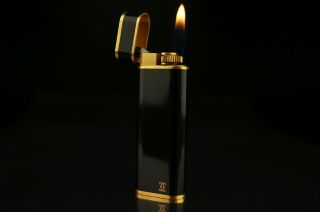 Cartier Gas Lighter Paris Black Color Oval Vintage A04