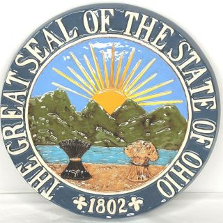 Rare 1975 Vintage Ceramic The Great Seal Of The State Of Ohio Wall Plaque Error