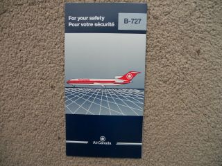 Air Canada Boeing 727 Airline Safety Card 1991