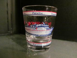Vintage Carnival Cruise Line " Paradise " Shot Glass Fun Ships Barware Souvenir