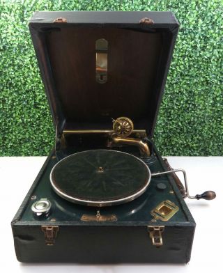 Rca Victor Victrola Suitcase 78 Phonograph Gramophone W Gold Tone Arm