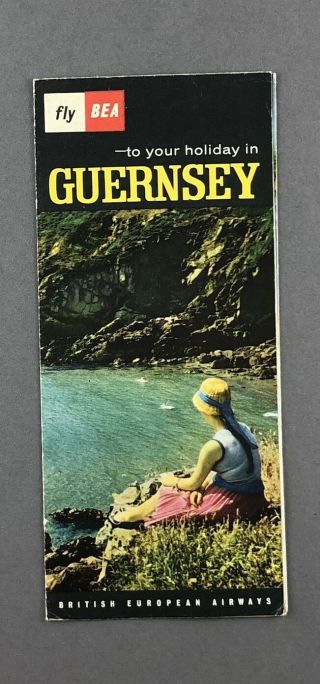 Bea British European Airways Guernsey Brochure With Viscount Picture 1960 B.  E.  A.