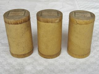 3 X Early Brown Wax Columbia Phonograph Cylinder Records In Early Plain Boxes
