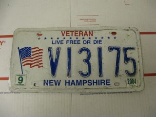 2004 04 Hampshire Nh License Plate Veteran Flag Live Or Die V13175