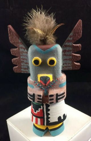 Hopi Kachina Owl Grace Pooley Wood Carving Native American Doll Totem Feathers