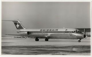 Large Vintage Photo - Swissair Dc - 9